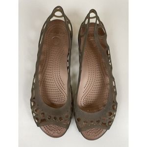 Crocs Adrina Jellies Ballet Peep Toe Flats Geometric Circles Womens Size 8
